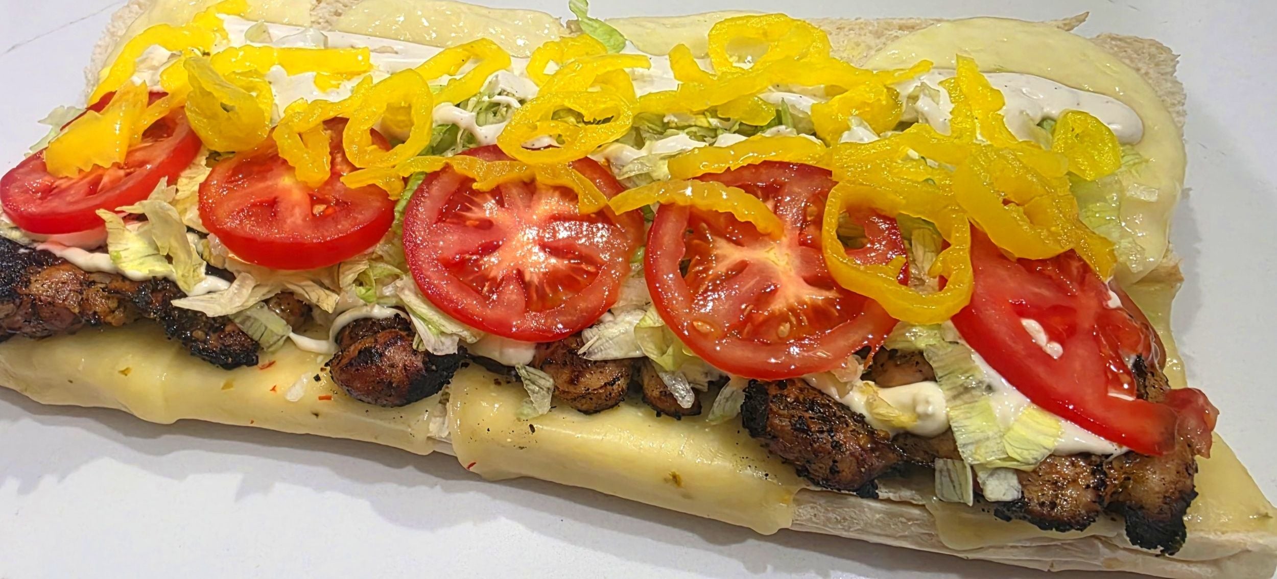 Crispy fried po-boy sandwich from Bayou Box fast-casual Cajun restaurant