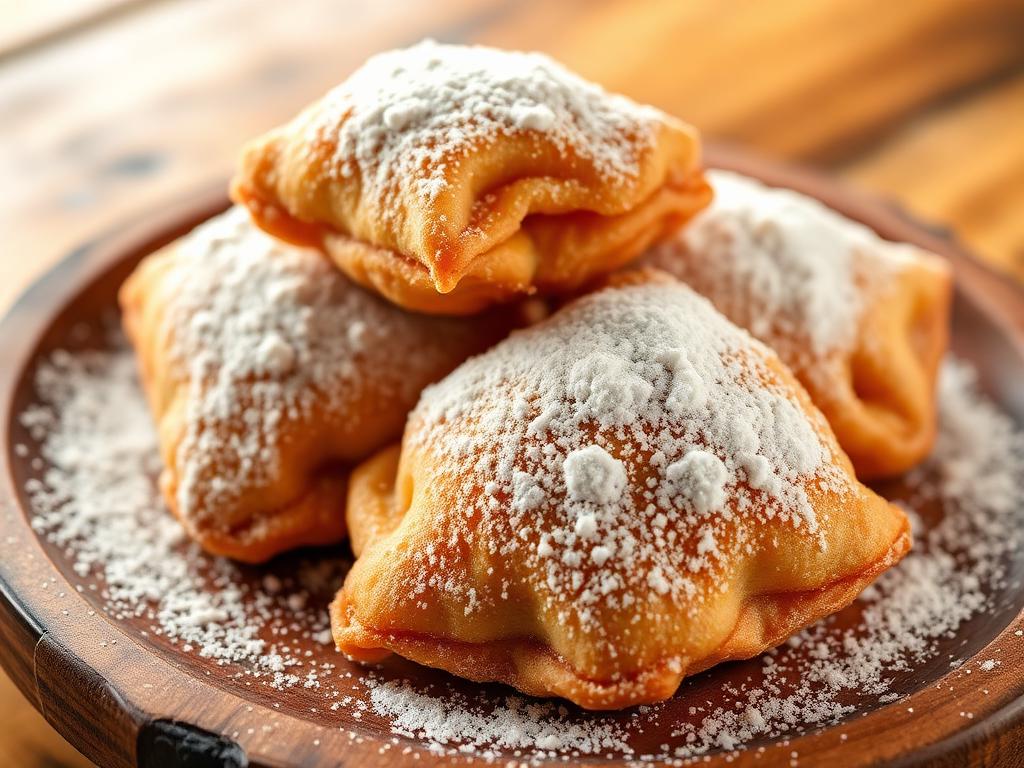 Fresh beignets dusted with powdered sugar from Bayou Box Kansas City